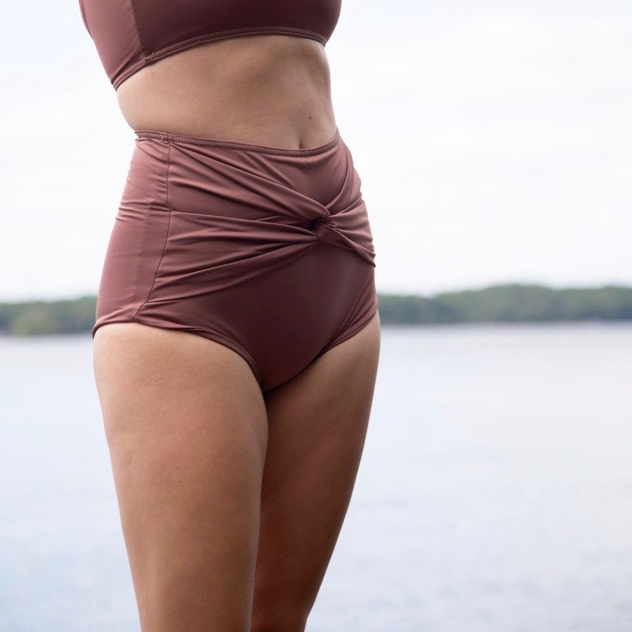 Swim Hackwith Design House | Twist High-Waisted Bottoms Chestnut