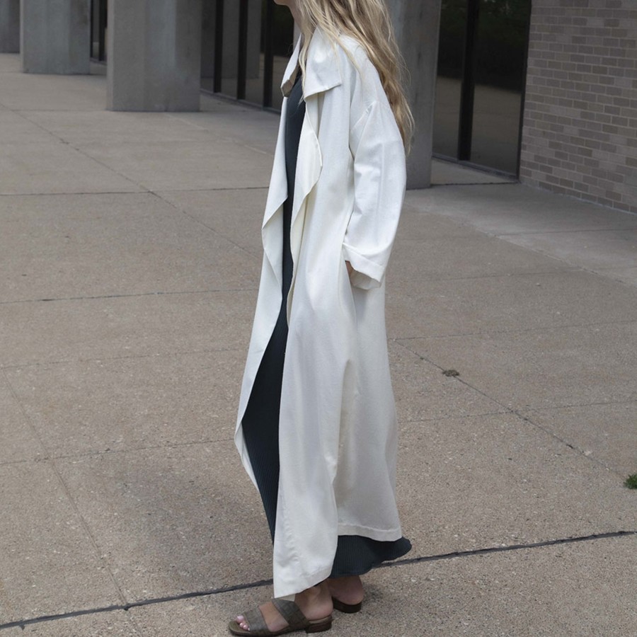 Apparel Hackwith Design House | Oversized Lapel Coat Cream Silk