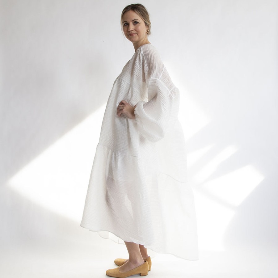 Apparel Hackwith Design House | Limited-Run: Double V Tiered Maxi Dress White