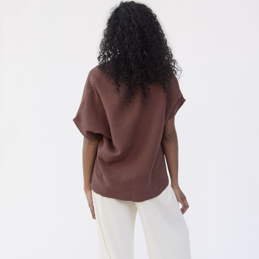 Apparel Hackwith Design House | Double V Top Raisin Cotton