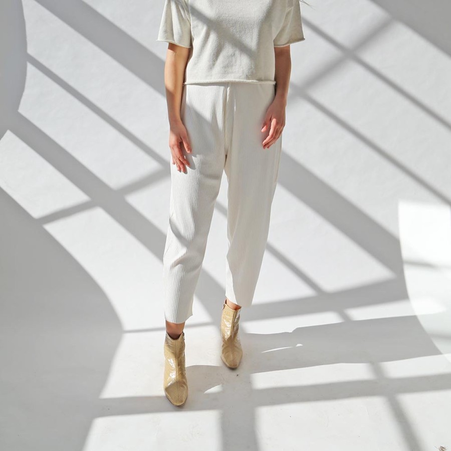 Apparel Hackwith Design House | Easy Ribbed Pant Ivory Rib