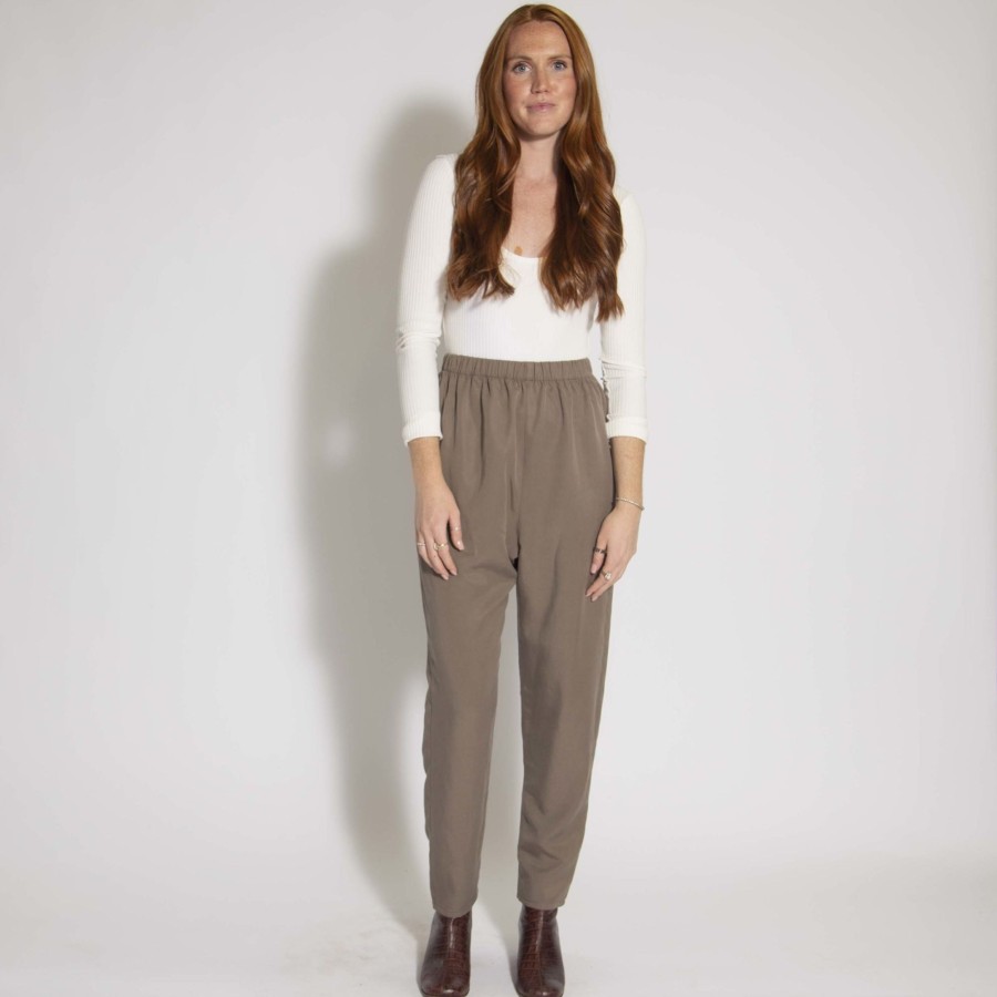 Apparel Hackwith Design House | Easy Tapered Pant Stone Lyocell/Linen