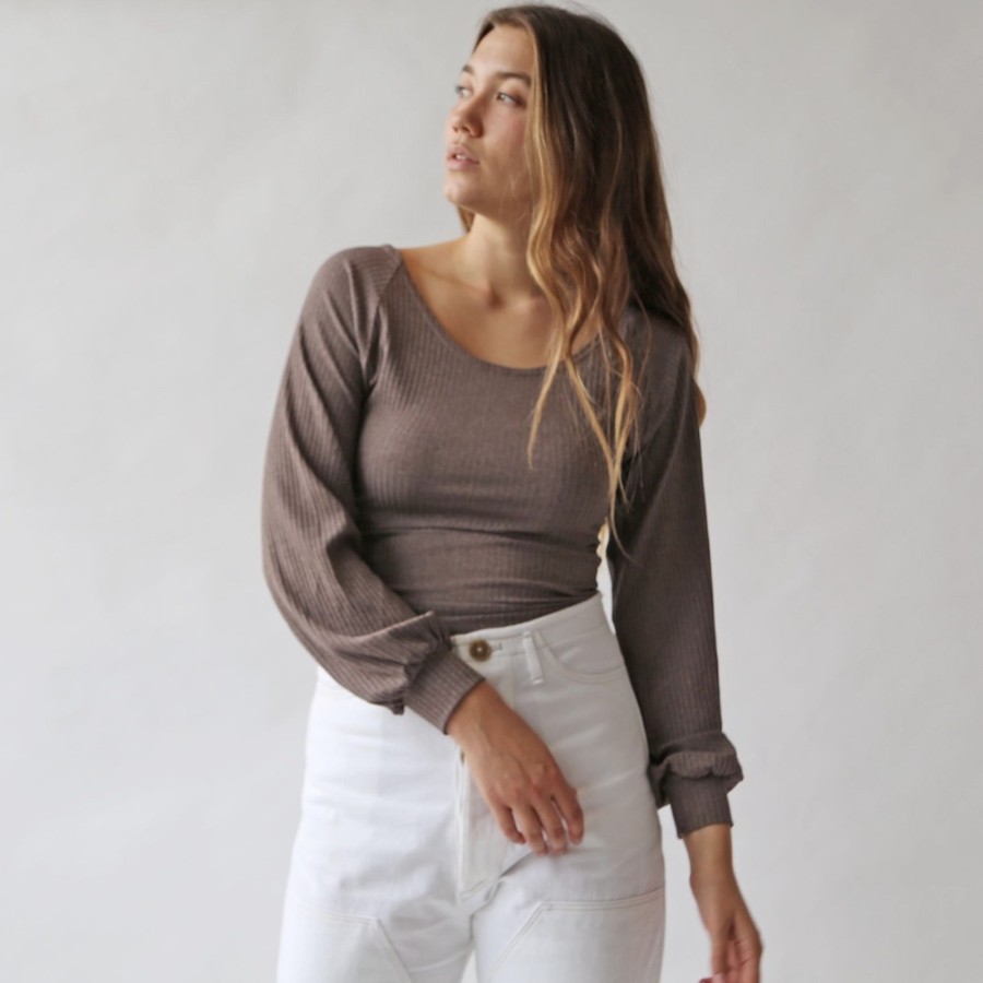 Apparel Hackwith Design House | Reversible Scoop Top Mauve Rib