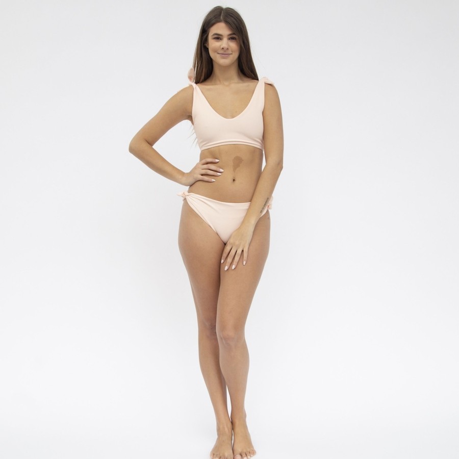 Swim Hackwith Design House | Tie Bikini Bottoms Petal Pink Rib