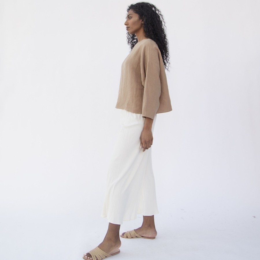 Apparel Hackwith Design House | Cropped Pullover Latte Linen